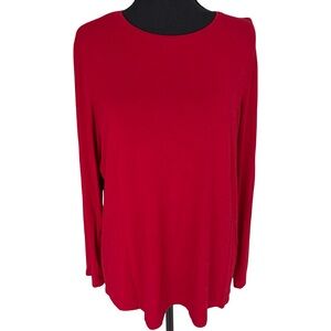Chico's Size 2 Red Long-Sleeve Crew Neck Top
